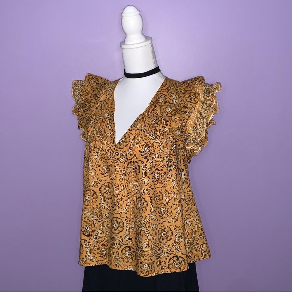 NWT House of Harlow Mustard Boho Blouse